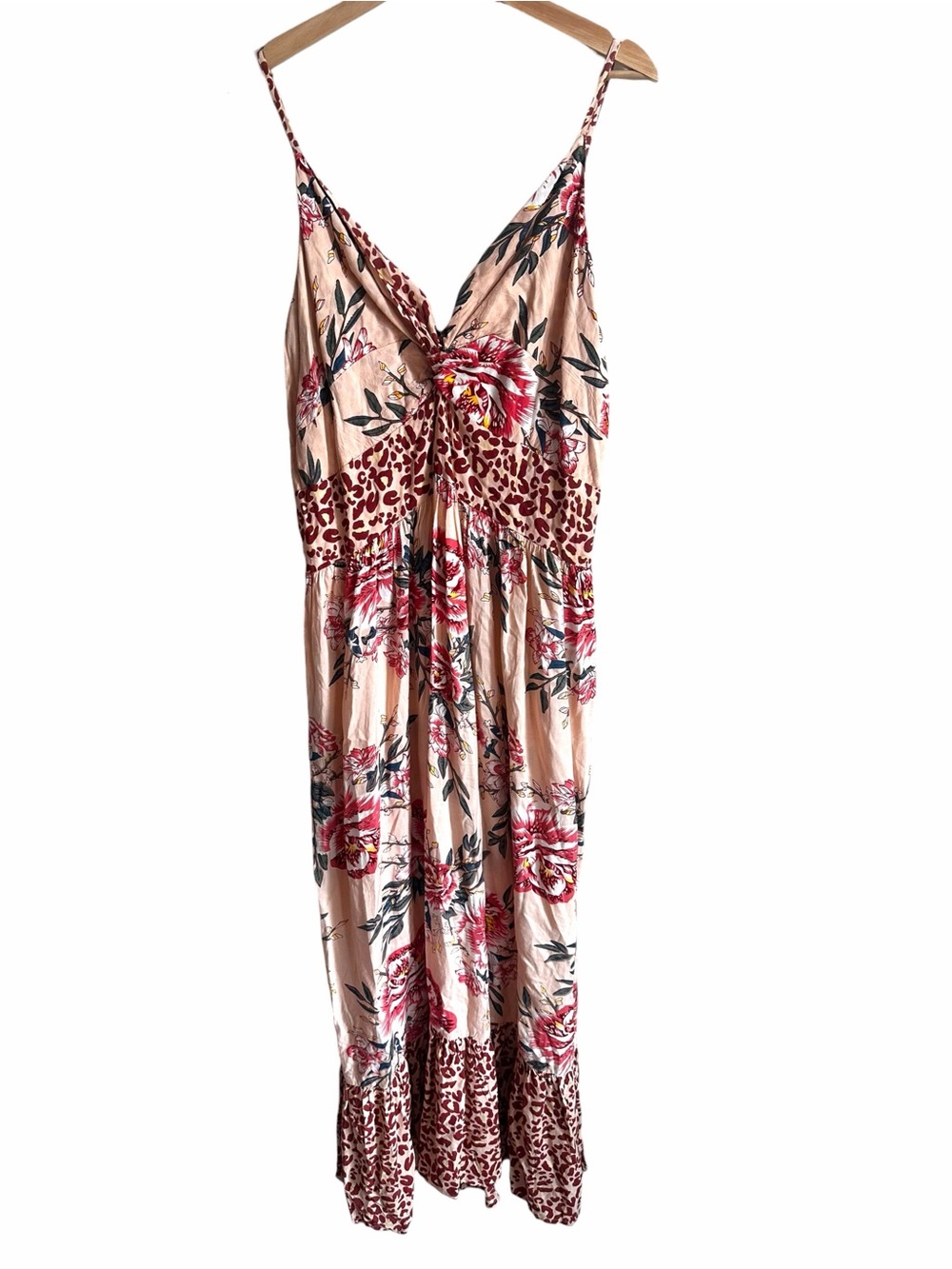 Arula Twist Front Smocked Back Pink Maxi Dress Size 2X